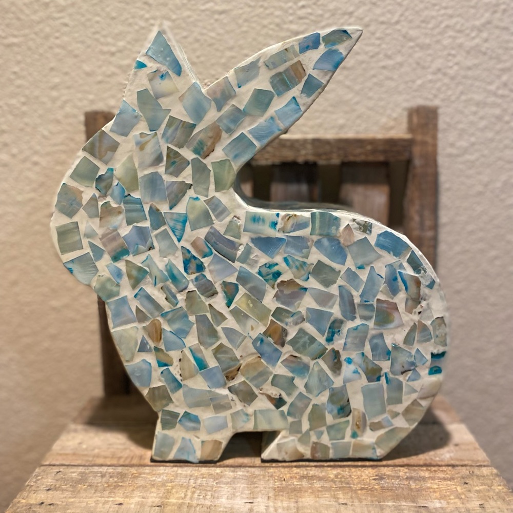 Blue Mosaic Tile Bunny Rabbit Decor, Easter Mosaic Bunny Decor, Easter Decor